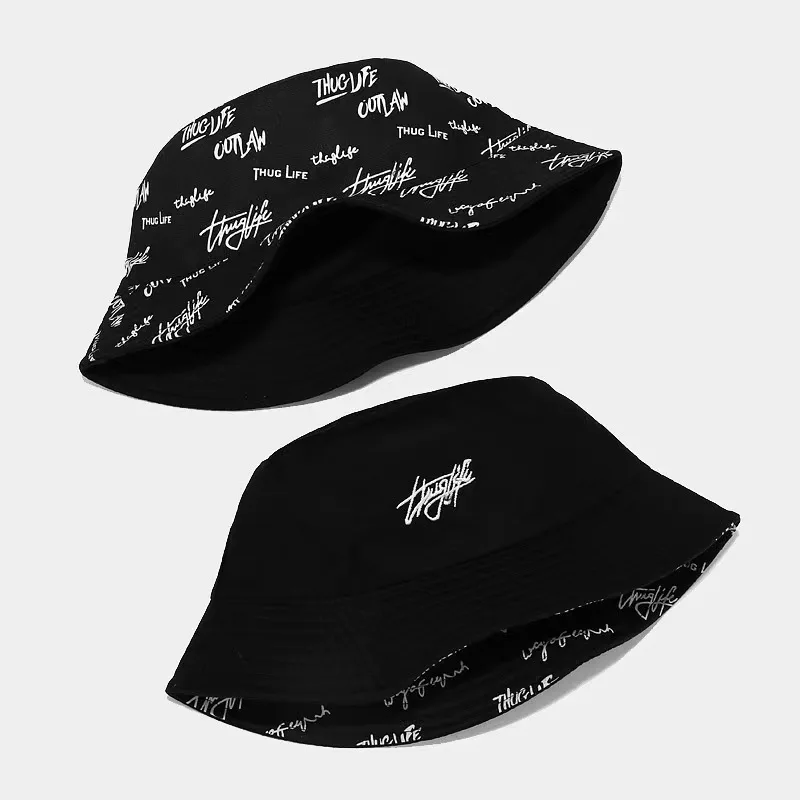 Unisex Letter Embroidery Printing Bucket Hats Fisherman Hats Outdoor Casual Sunscreen Cap