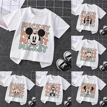 Disney Mickey Mouse Children Tops Kawaii Cartoon Printed Baby T-shirts Boys Girls Casual Short Sleeves 2025 Kids Clothes 1