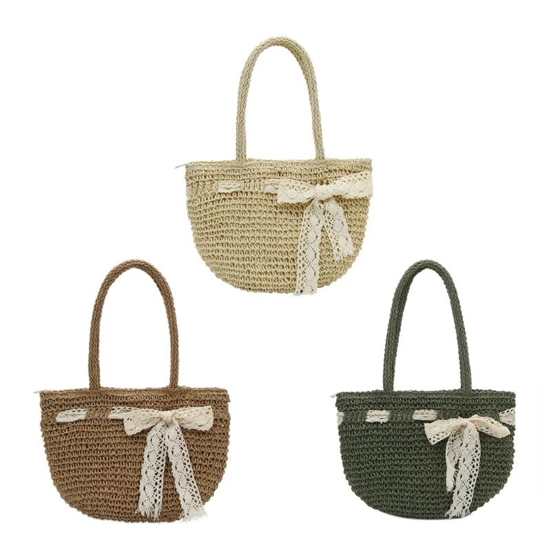 

Женские сумки большой вместимости, летняя соломенная тканая сумка на плечо, женская сумка-тоут с бантом, отпускная сумка, сумка