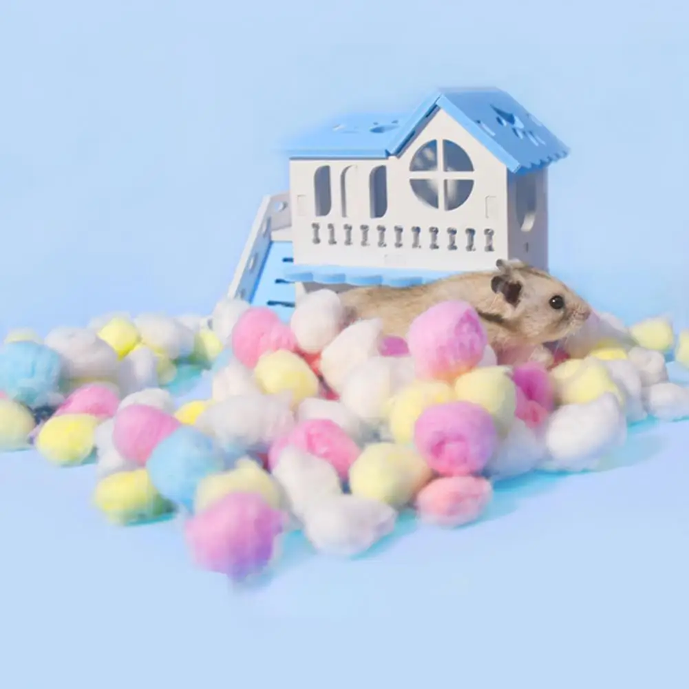 100Pcs Colorful Cotton Balls Small Animals Toys For Hamster Rat Mouse  Nesting Material Winter Keep Warm House Filler Supply