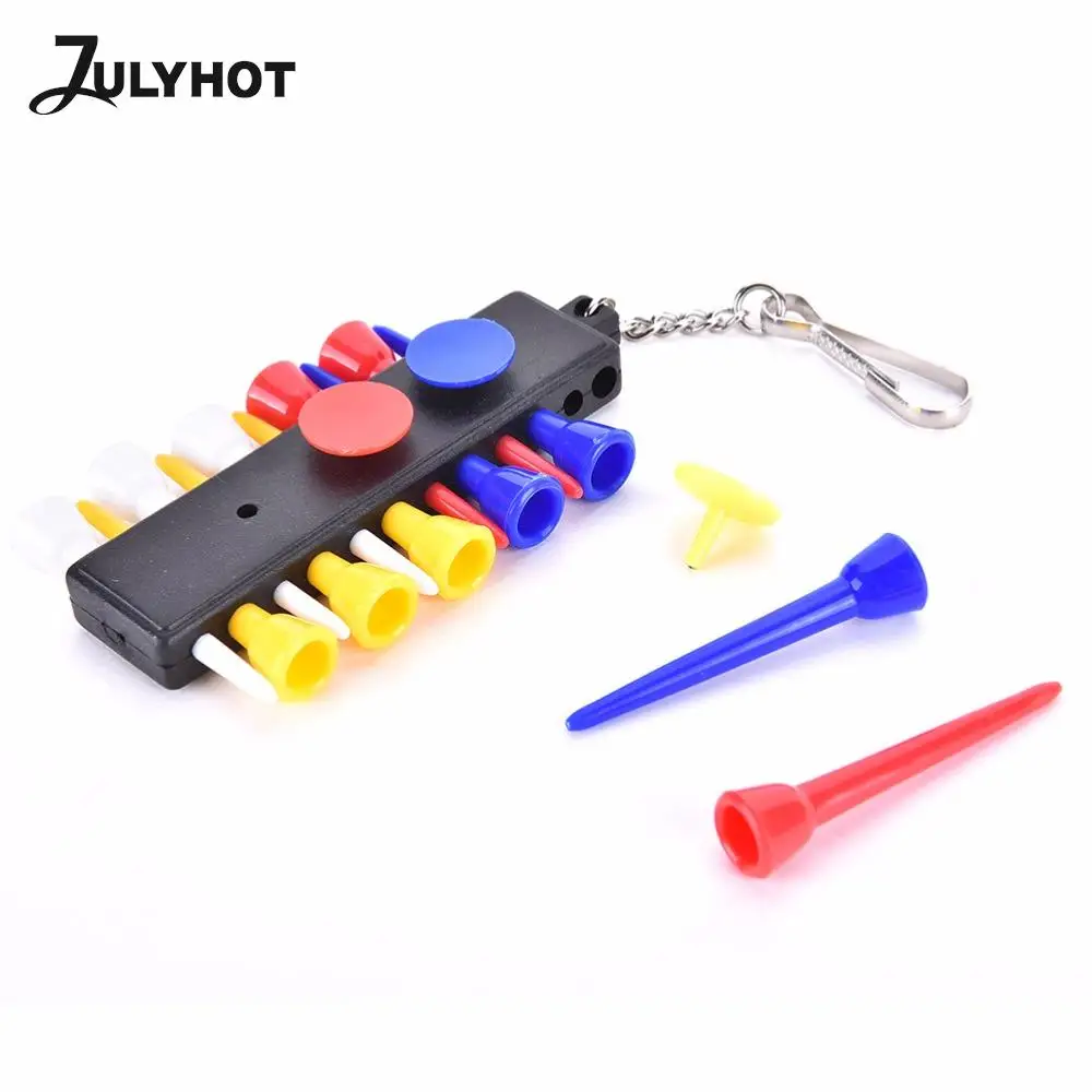 

Plastic Golf Tee Holder Carrier With 12 Plastic Golf Tees With 3 Ball Markers + Keychain Hot Sale