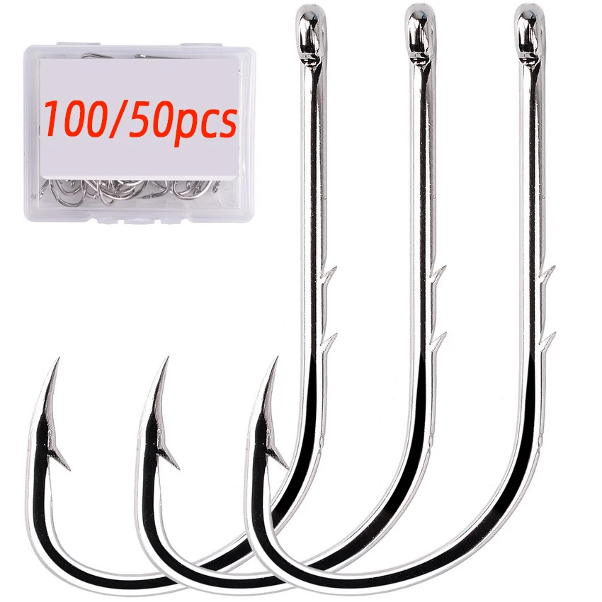 50/100pcs Long Shank Fishing Hook 112 Fish Hooks High Carbon Steel Sharp Barbed Offset Narrow