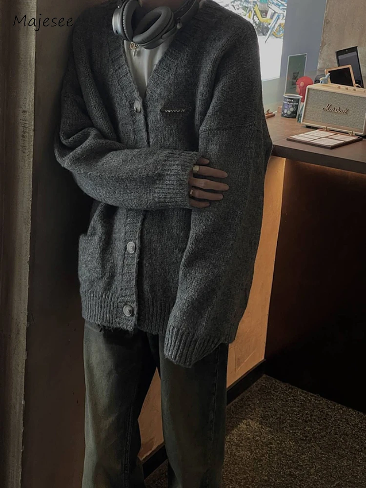 Men Cardigan Korean Style Handsome Temperament Sequined Design Fashion Knitwear Single Breasted Leisure Cozy Youthful Versatile