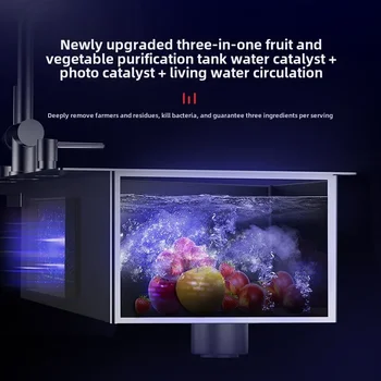 อ่างล้างจานอัจฉริยะสแตนเลส 304 พร้อมระบบทําความสะอาดผักและล้างจาน 2