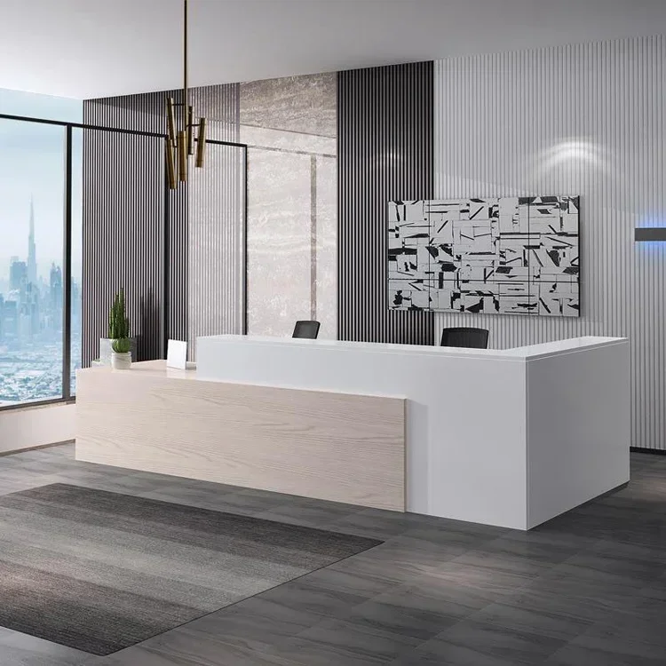Commercial Luxury Style Design White Salon Reception Counter Front Desk Nail Lobby Reception Desk