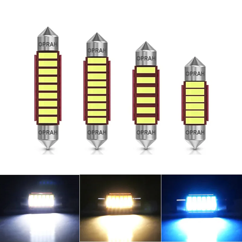 

2pcs Festoon C5W C10W LED 31mm 36mm 39mm 41mm Lights Car Interior Dome Bulbs Canbus License Plate Lamp Warm White Ice Blue