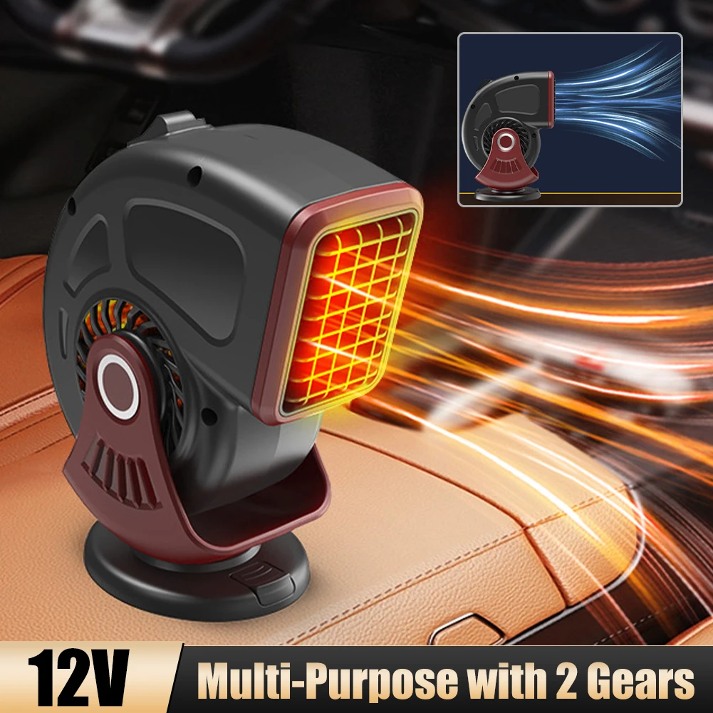 

1PCS Portable Car Electric Heating Cooling Fan 360 Degree Rotation Windshield Defogging Demister Defroster Auto Accessories