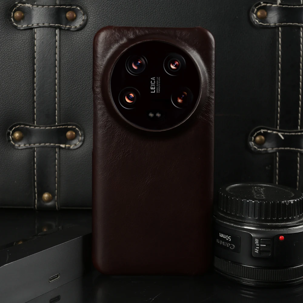 Premium Cowhide Genuine Leather Case with Oil Wax Finish - Real Leather Protective Cover