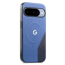 Luxury Business Fabric Texture Leather Phone Case with MagSafe Anti - Drop Protection - Google Pixel 11 (Blue)