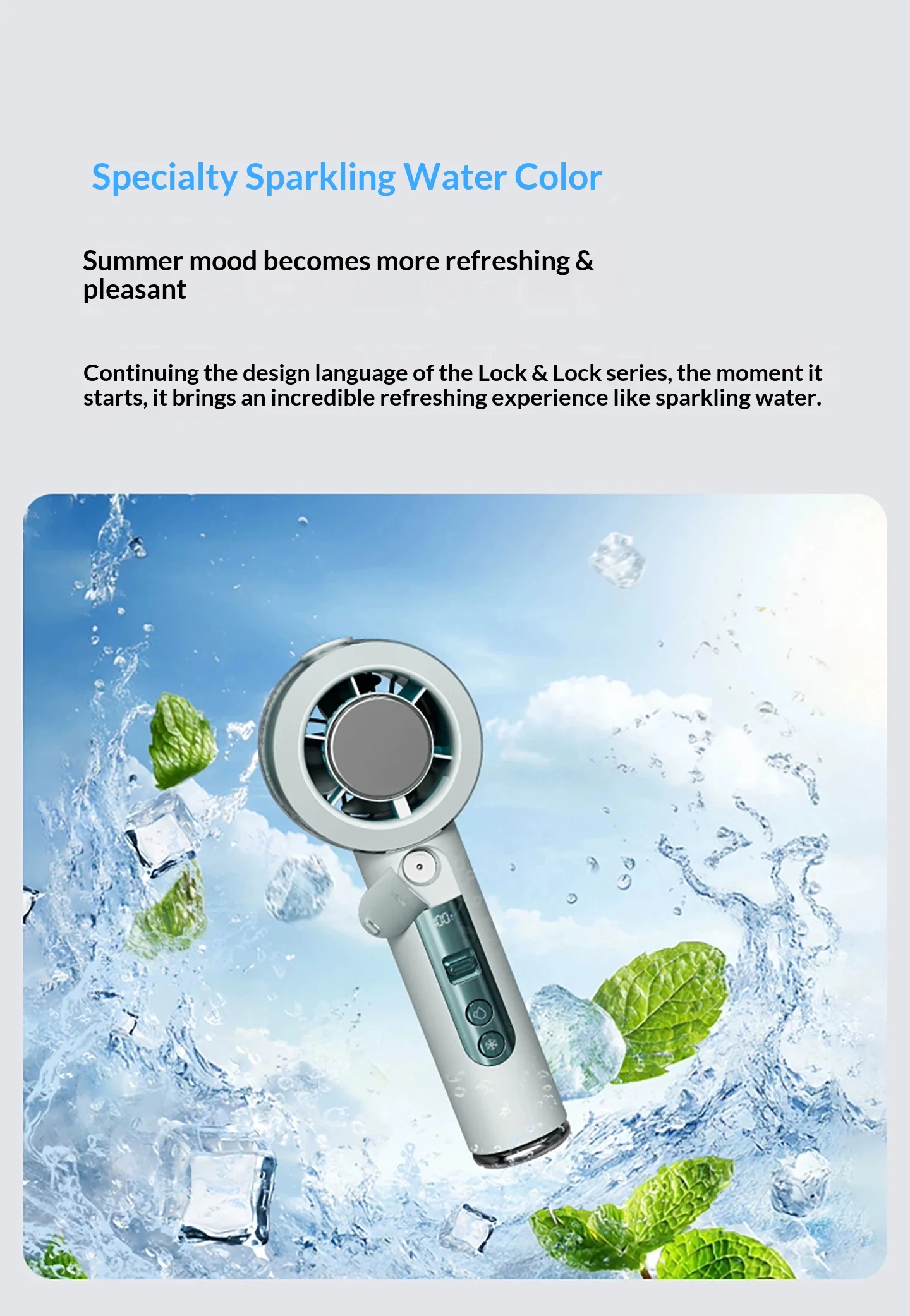 LockNLock ENF8129GRN 휴대용 팬 스프레이 아이스 압축 이중 효과 냉각 휴대용 소형 팬 16시간 배터리 수명 선물