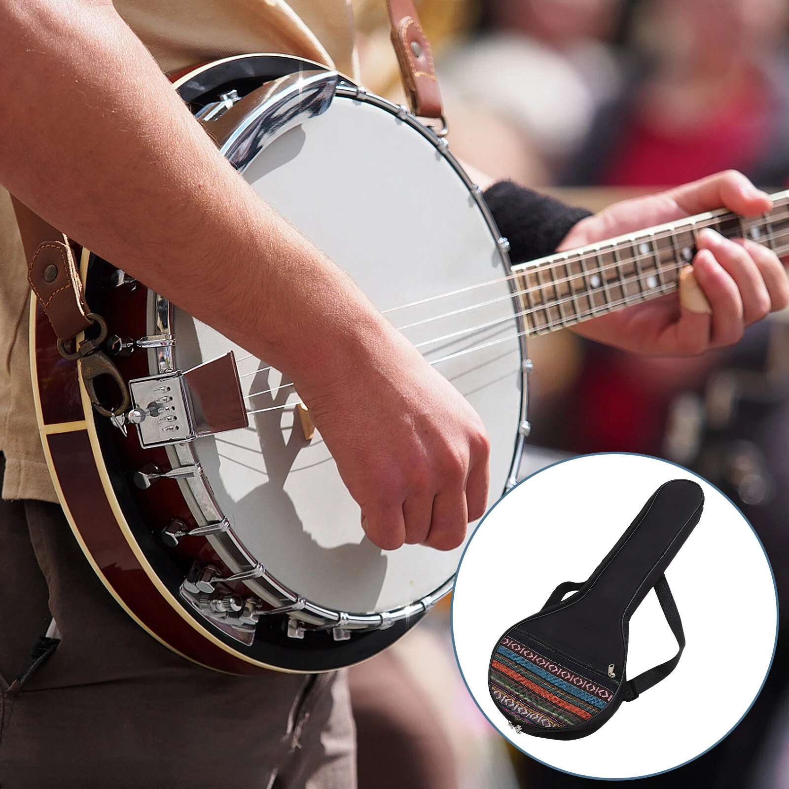 

Banjolele Carrying Bag Concert Banjo Case Black Waterproof Oxford Cloth Backpack Musical Instrument Accessories