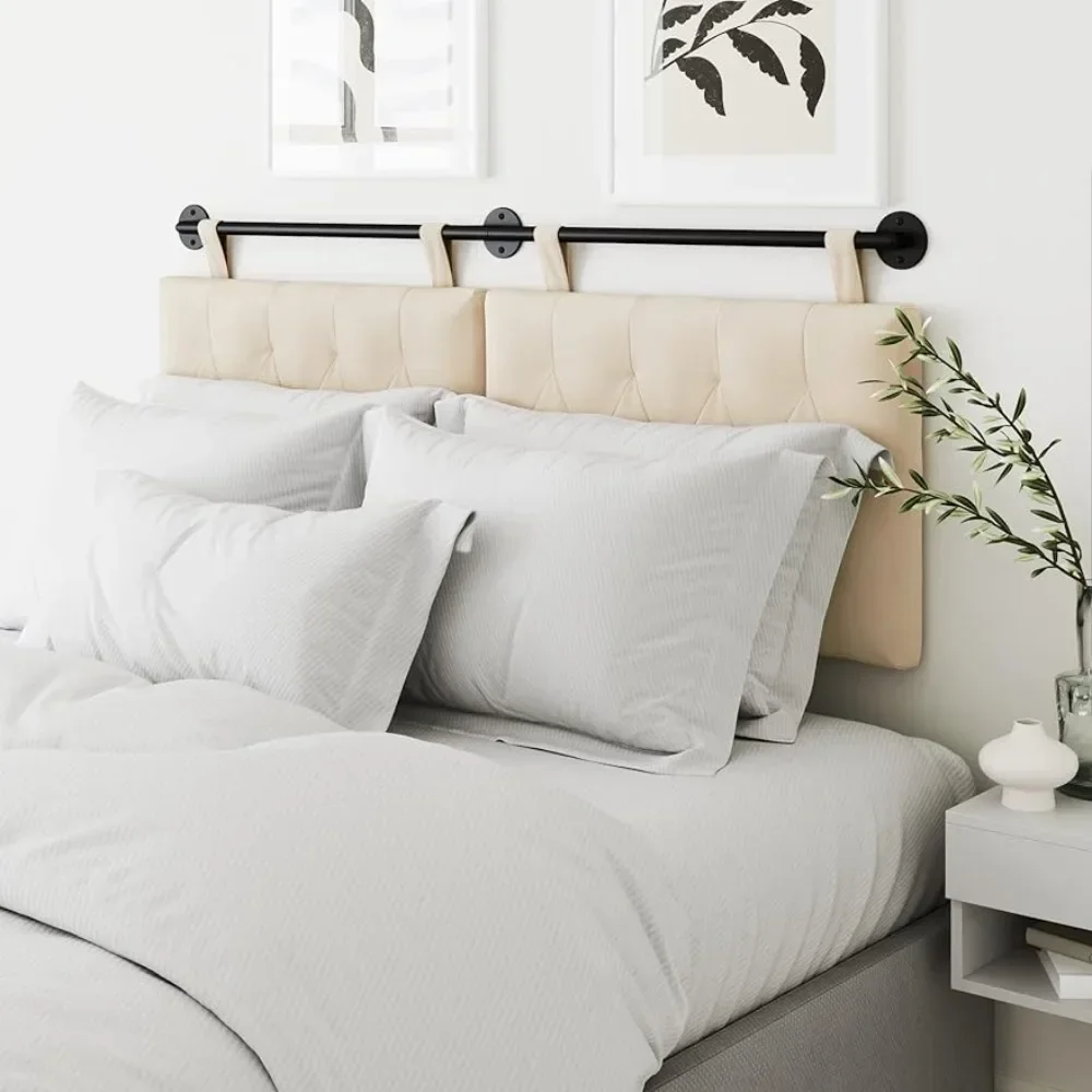 

Tufted Wall Mount Hanging Headboard Double Bed Headboard Luxury Queen Headboards for Full Size Beds Adhesive Panels Decoration