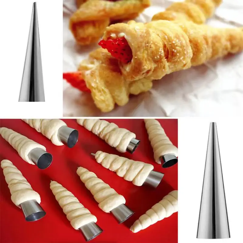 

Cannoli Tubes, Large Stainless Steel Cannoli Forms Non-stick cream horn Danish Pastry Molds for Croissant Shell Cream Roll Pack