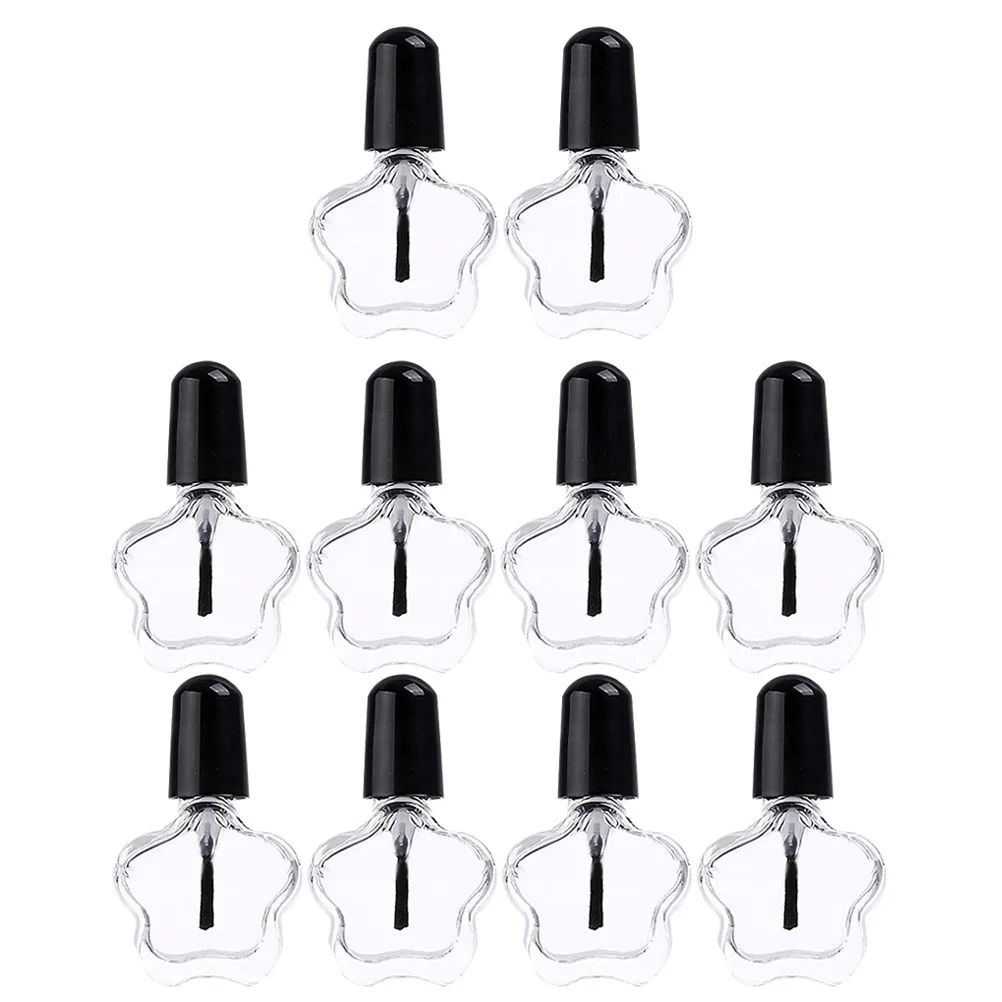 

10 Pcs Empty Glass Bottle Containers Durable Nail Polish Bottles for Travel Transparent