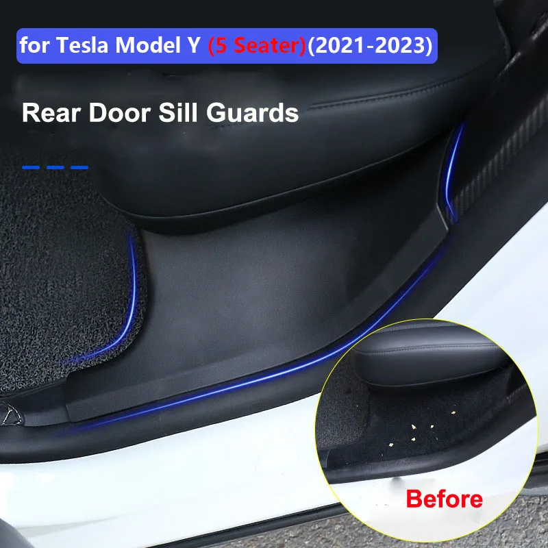 For Tesla Model Y Rear Door Sill Guards Protector Cover Modely