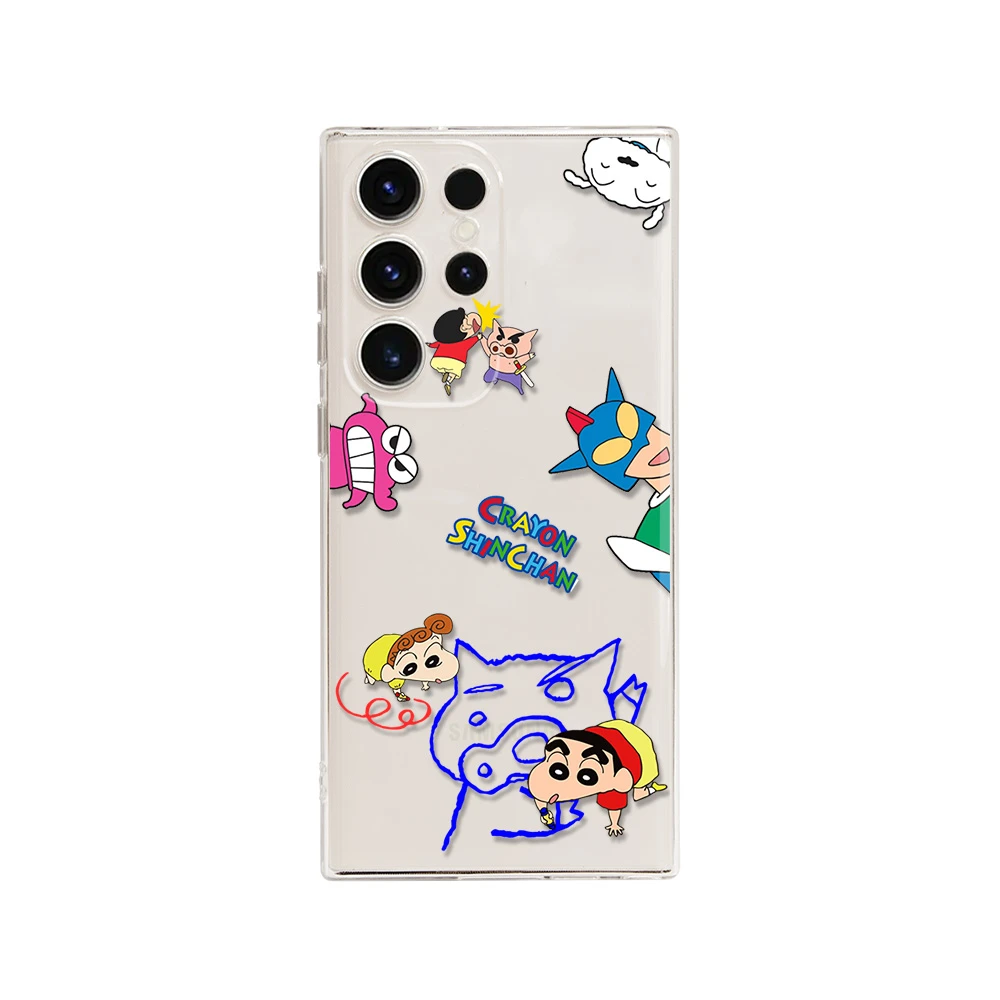 Cute Cartoon Crayon Shin-chan Transparent Phone Case - Soft TPU Cover