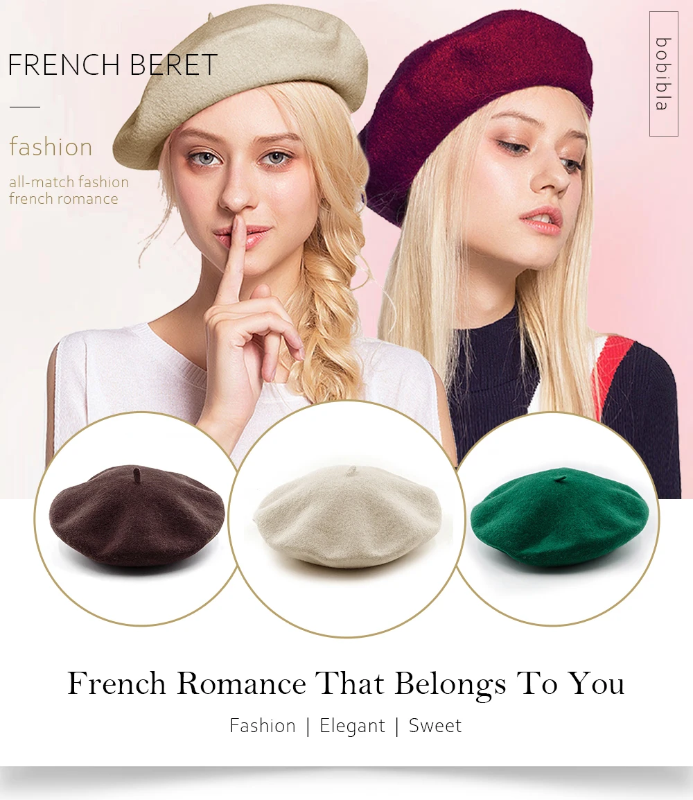 AIYUE Women Men Wool French Beret Solid Color Warm Beanie Hat Artist Painter Fancy Dress Costumes 