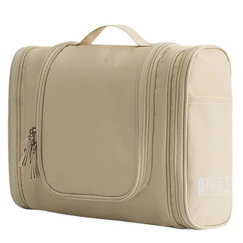 Waterproof Nylon Travel Organizer Bag Unisex Women Cosmetic Bag Hanging Travel Makeup Bags Washing Toiletry Kits Storage Bags Khaki