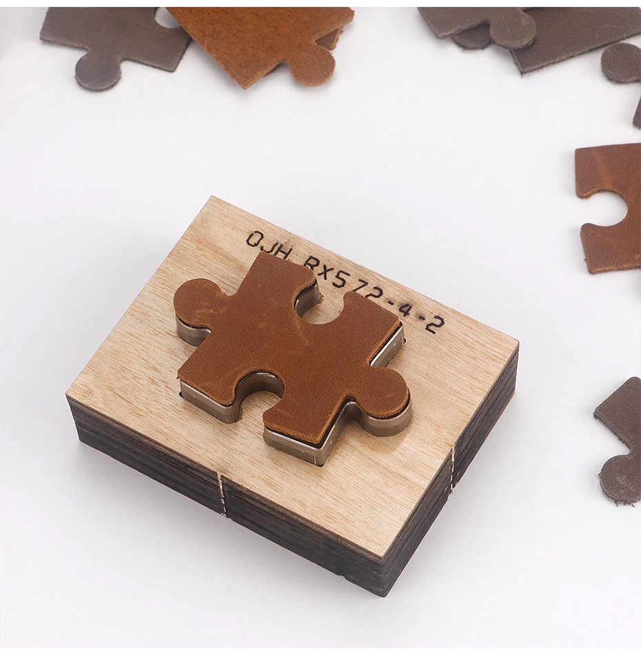 Puzzle-Design, Leder-Stanzform-Vorlage (Stahl + Holz), DIY-Handwerk, Spleißschneider, Form, Puzzle-Schablonen für Leder, Stoff – Detail 6