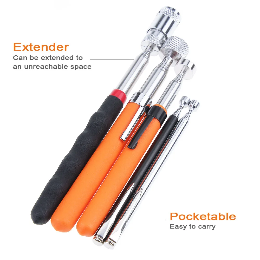 Telescopic Magnetic Pen with Light Mini Hand Portable Magnet Pick Up Tool Adjustable Pickup Rod Stick Picking Up Screws Nut Bolt