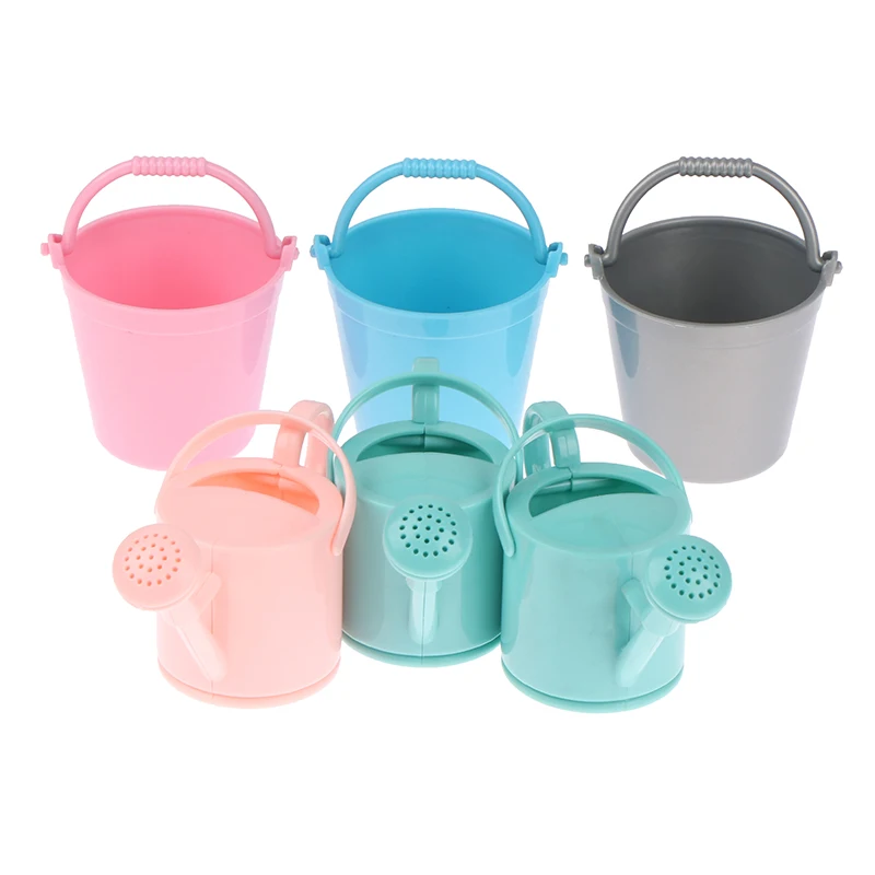 

1Set Dollhouse Miniature Bucket Watering Can Model Doll House Plant Watering Tool Garden Decor Toy Mini Furniture