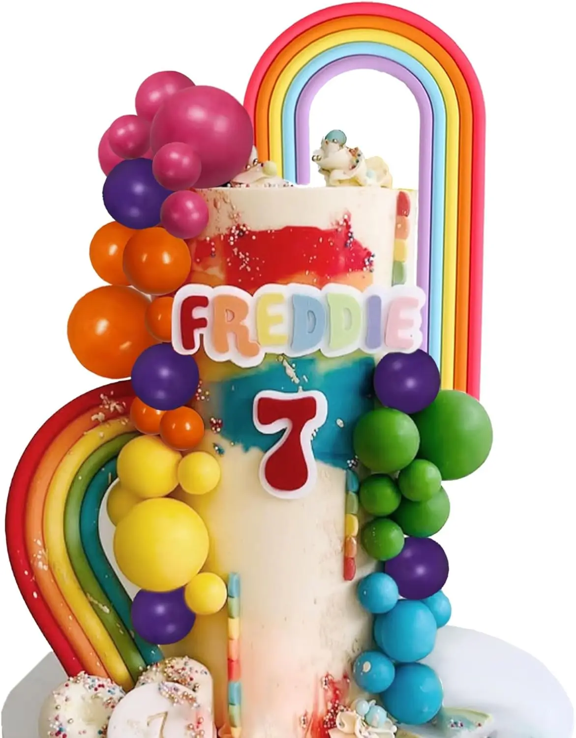 Pastel Rainbow Cake Topper Rainbow Cake Toppers Colorful Balls Cake Decorations for Wedding Baby Shower Birthday Party Supplies
