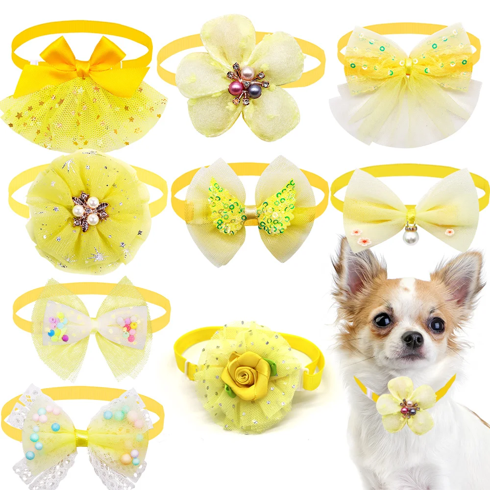 50PS Groß Kleine Hund Bowtie Mode Spitze Hund Welpen Bowties Ncekties Für Hunde Haustiere Pflege Zubehör Frühling Haustier Liefert – Detail 8