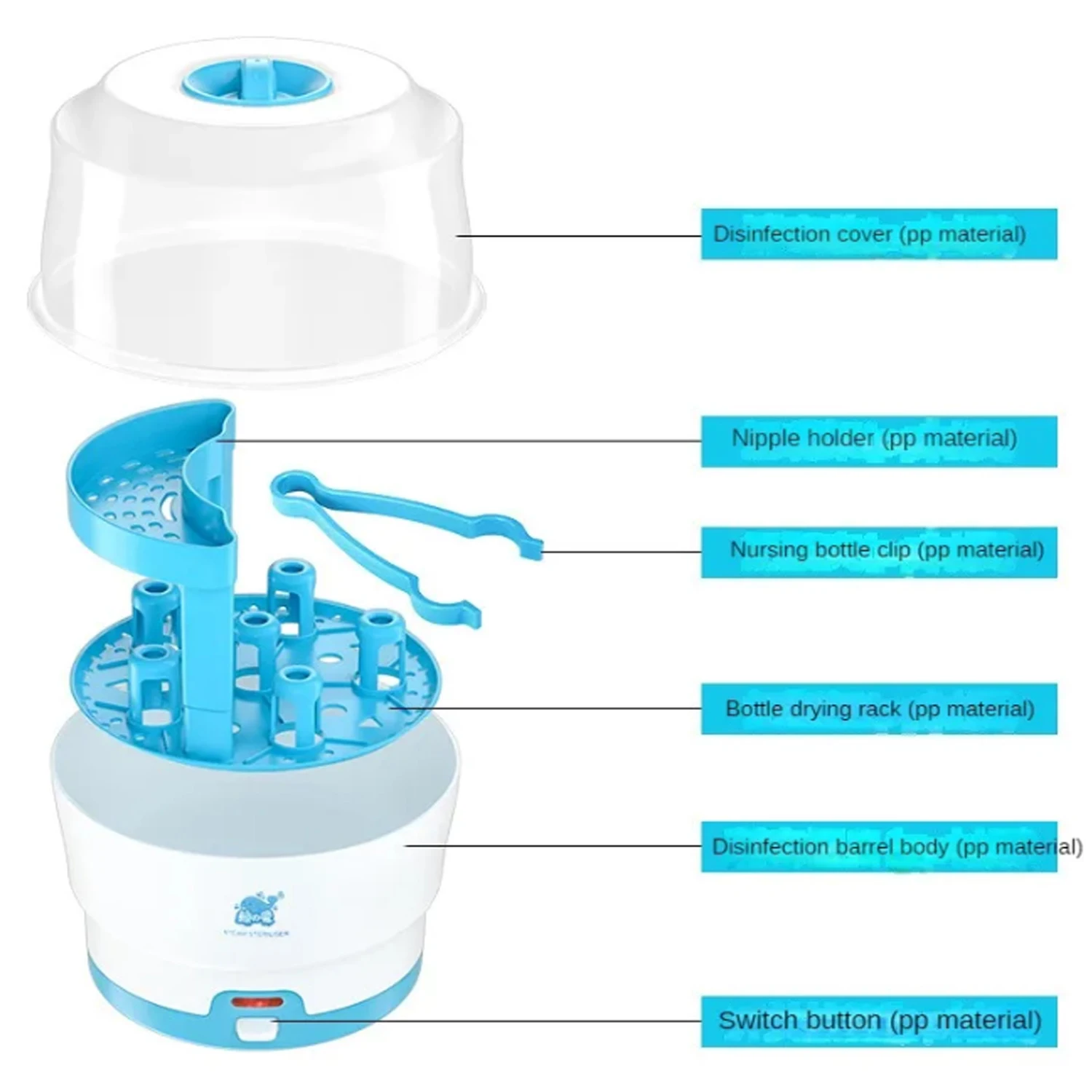 Baby Bottle Sterilizer Easy One Button Control Electric Bottle Sterilizers for Baby Bottles Pacifiers Breast Pump Parts BPA-Free bottle sterilizer