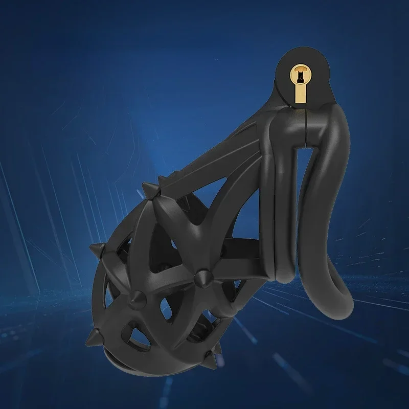 New Male Chastity Restraint with Double Headed Soft Spikes Breathable CB Lock Lightweight Cock Cage BDSM Adult Play 18+