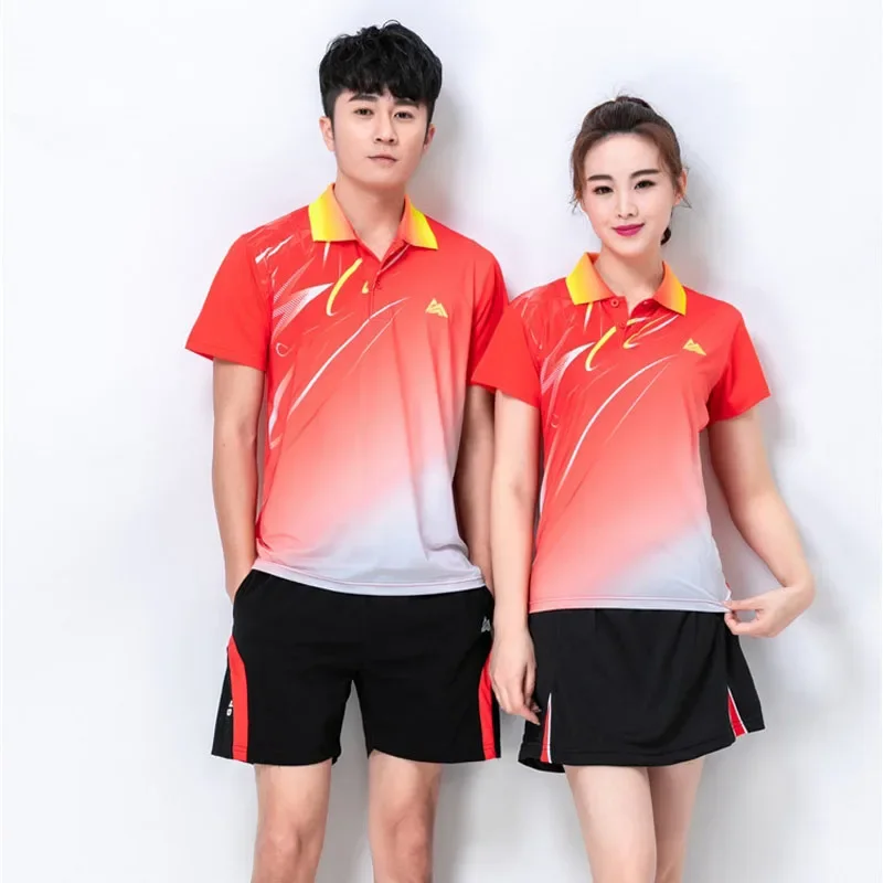 Magliette da Tennis ad asciugatura rapida, maglietta sportiva da badminton uomo/donna, maglietta con scollo a V da ping pong, abbigliamento da gioco camicia da pallavolo personalizzata 6907