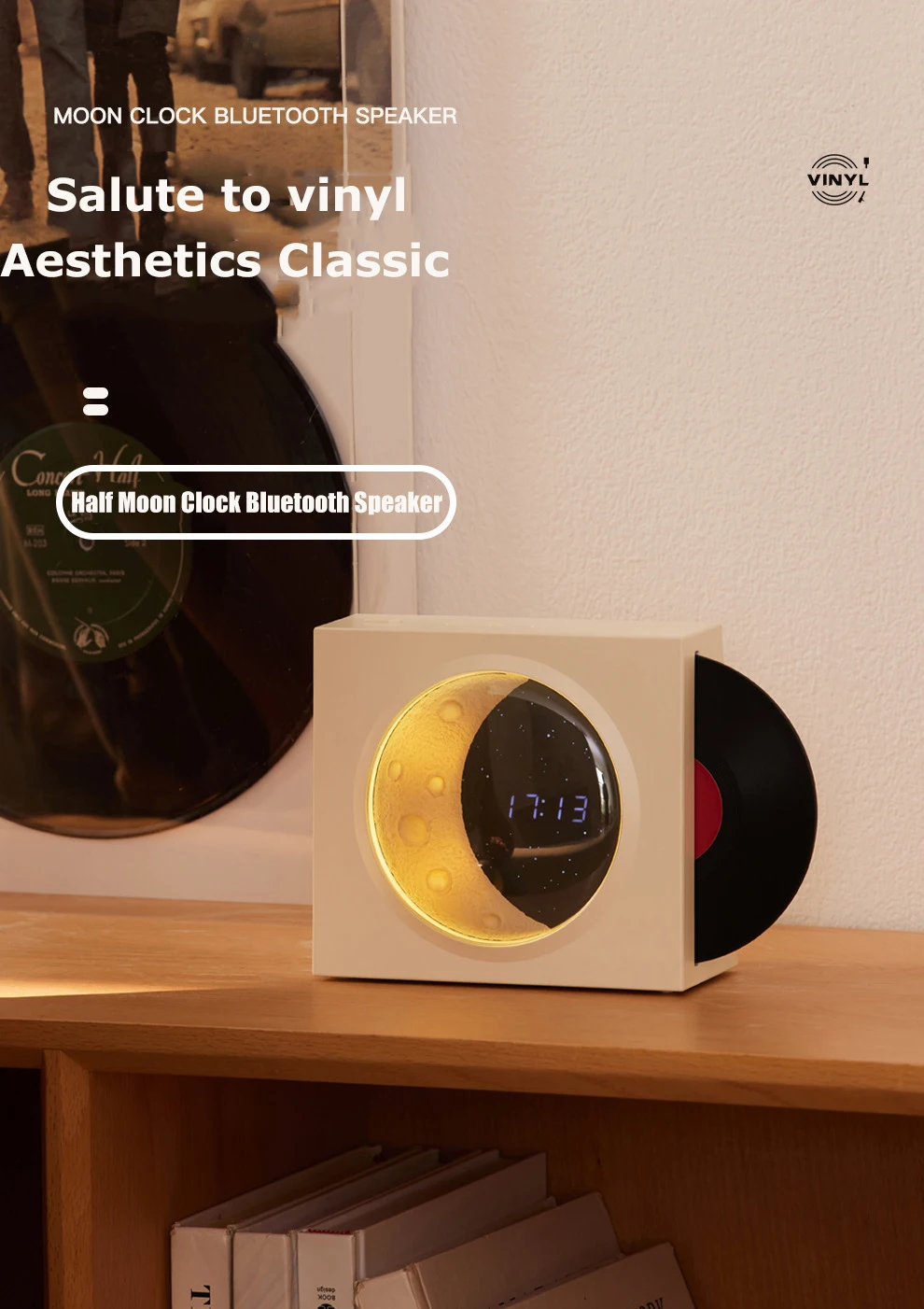 360° Stereo Wireless Bluetooth Speaker with Moon Atmosphere Lamp