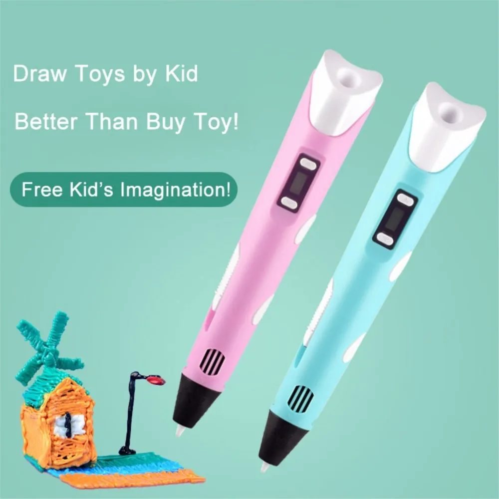 Kids 3D Printing Pen With LCD Screen & Stickers Compatible PLA Filament Safe 9M PLA Girls Boys Birthday Gift
