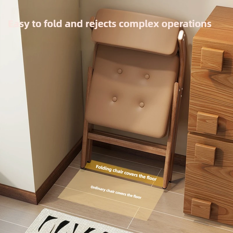 Simple Home Living Room Folding Chair Kitchen Backrest Dining Chair Furniture Space-saving Ironwork Study Office