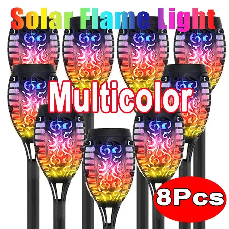 NEW 1/2/4/6/8Pcs Solar Flame Torch Lights Flickering Light Waterproof Garden Decoration Outdoor Lawn Path Yard Patio Floor Lamps 8pcs mini 7x10w led dj lights moving head wash 7 x 10 watts 4in1 rgbw led small moving head stage light