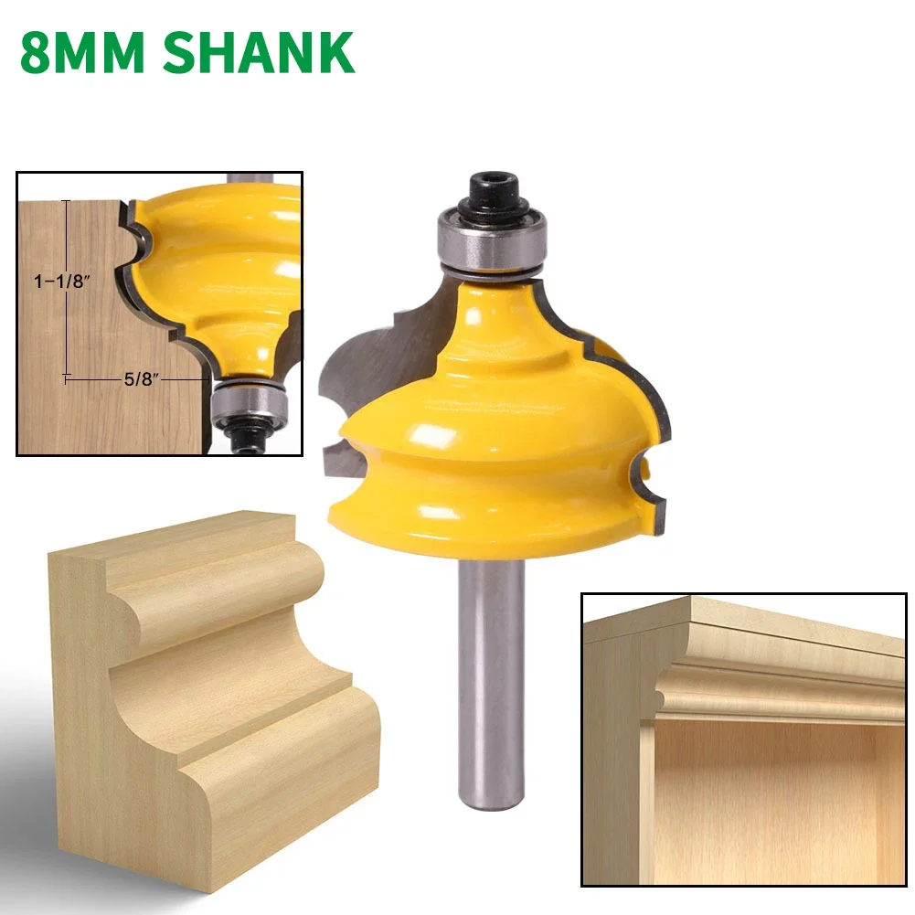 

1PC 8MM Shank Milling Cutter Wood Carving Classical & Bead Molding Edging Router Bit Tenon Cutter for Woodworking Tools