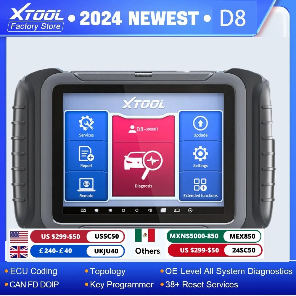 XTOOL D8W Scanner OBD2 con Diagnostica AI Assistita e Mappa