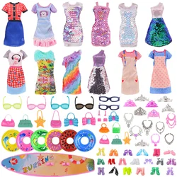 Deluxe 45-Piece Doll Accessories Set: Elegant Dresses, Stylish Shoes, Trendy Necklaces, Chic Glasses & More (45 pcs)