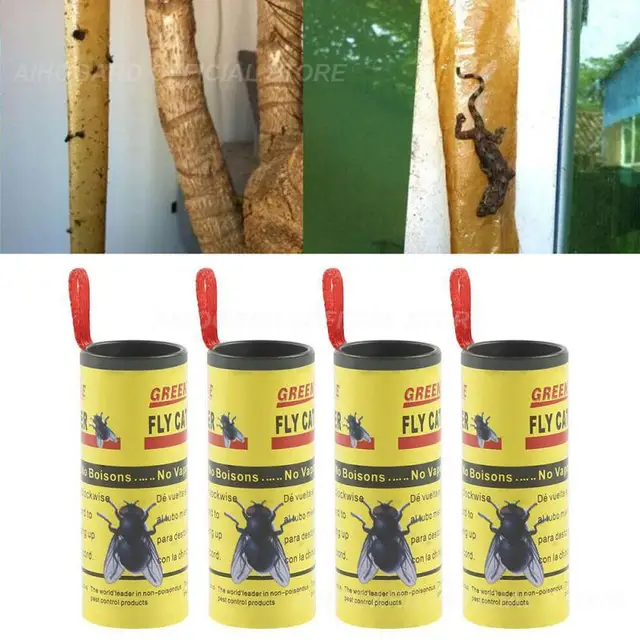 4Rolls Fly Sticky Paper Strip Mosquitos Killer Catcher Nem Mérgező Kártevőirtó Rovar Fogó - Image 3