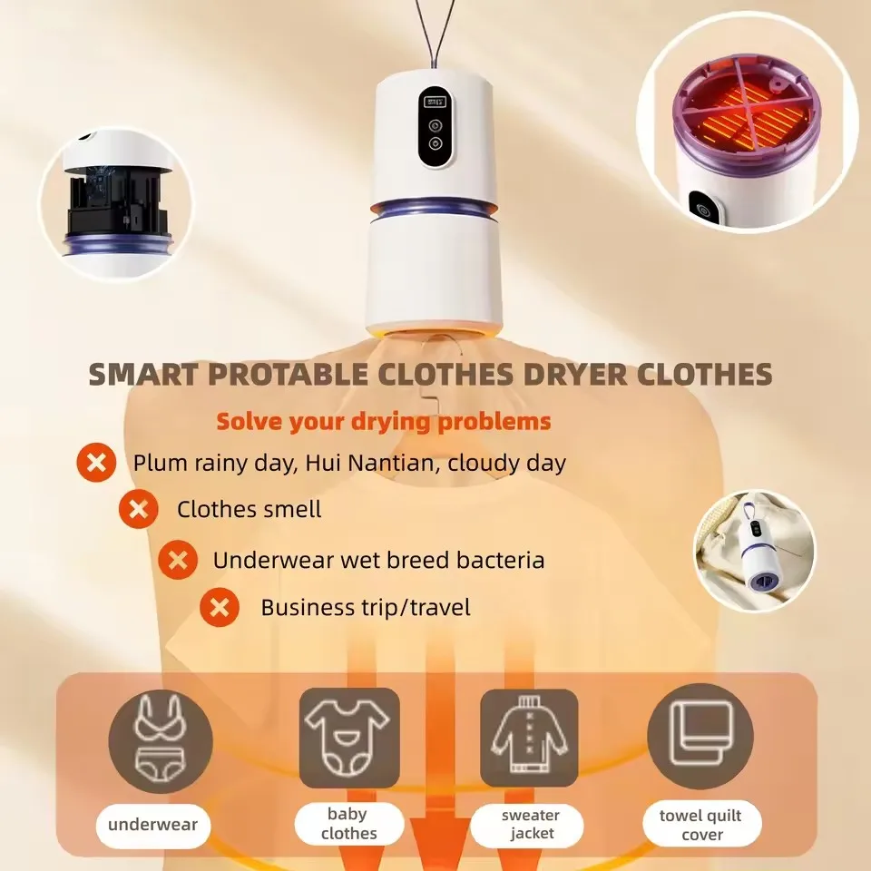 Portable Mini Travel Heating Dryer Machine Household Baby Clothes Drying Device Compact Size PTC Heating with Power off Protecti 4