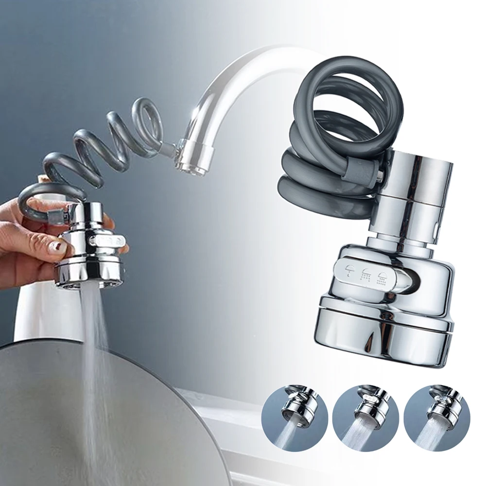 3 Modes Faucet Extender Pull-out Stretching Water-saving Faucet Splash-Proof Universal Bathroom and Kitchen Faucet Accessories 1