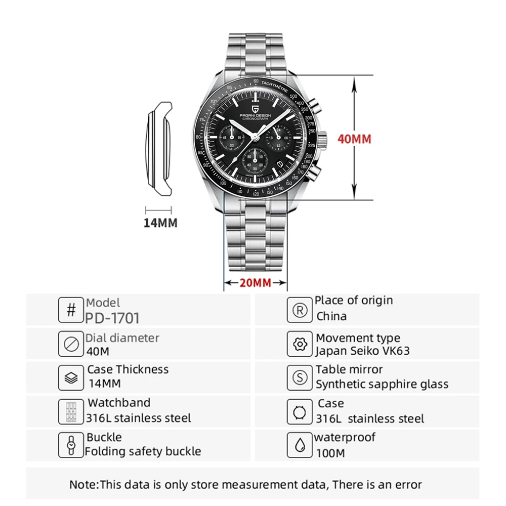 PAGANI DESIGN 2023 New Moon Mens Watches Top Brand Luxury Quartz Sports Watch For Men AR Sapphire Mirror Waterproof Reloj Hombre