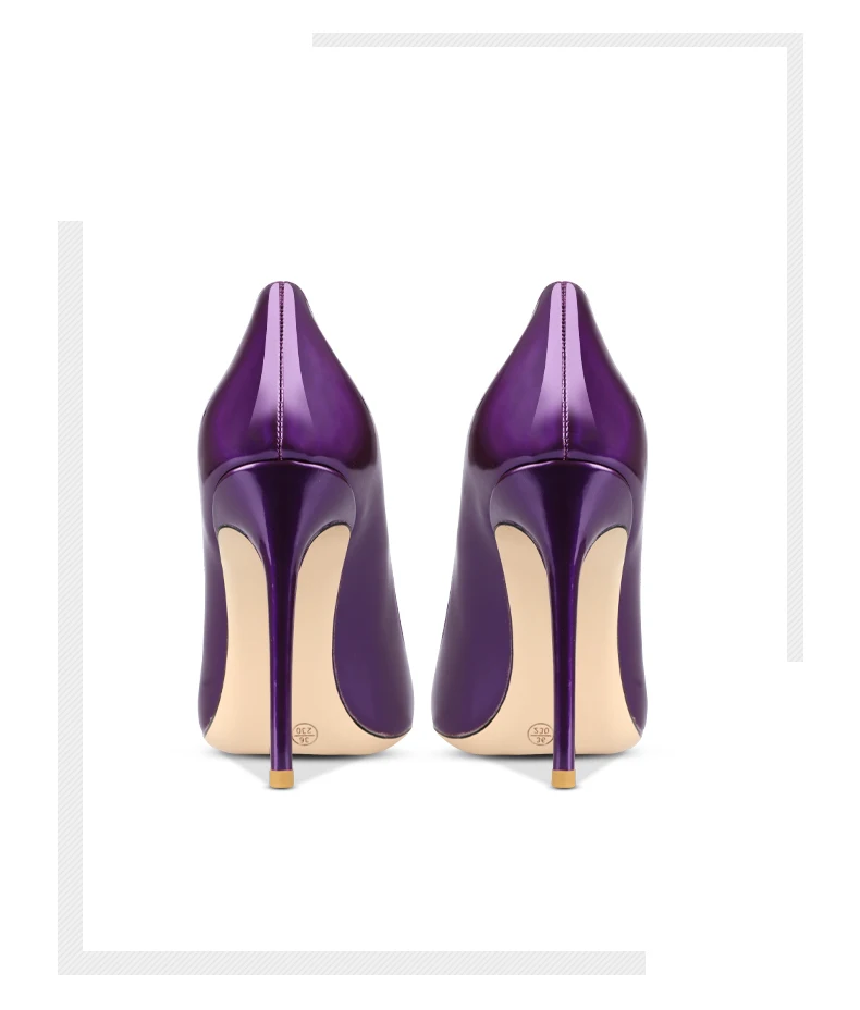 2025 Spring and Autumn New Purple Pumps Pointed Shallow Mouth High Heels Sexy Fashion Patent Leather Bright Color High Heels