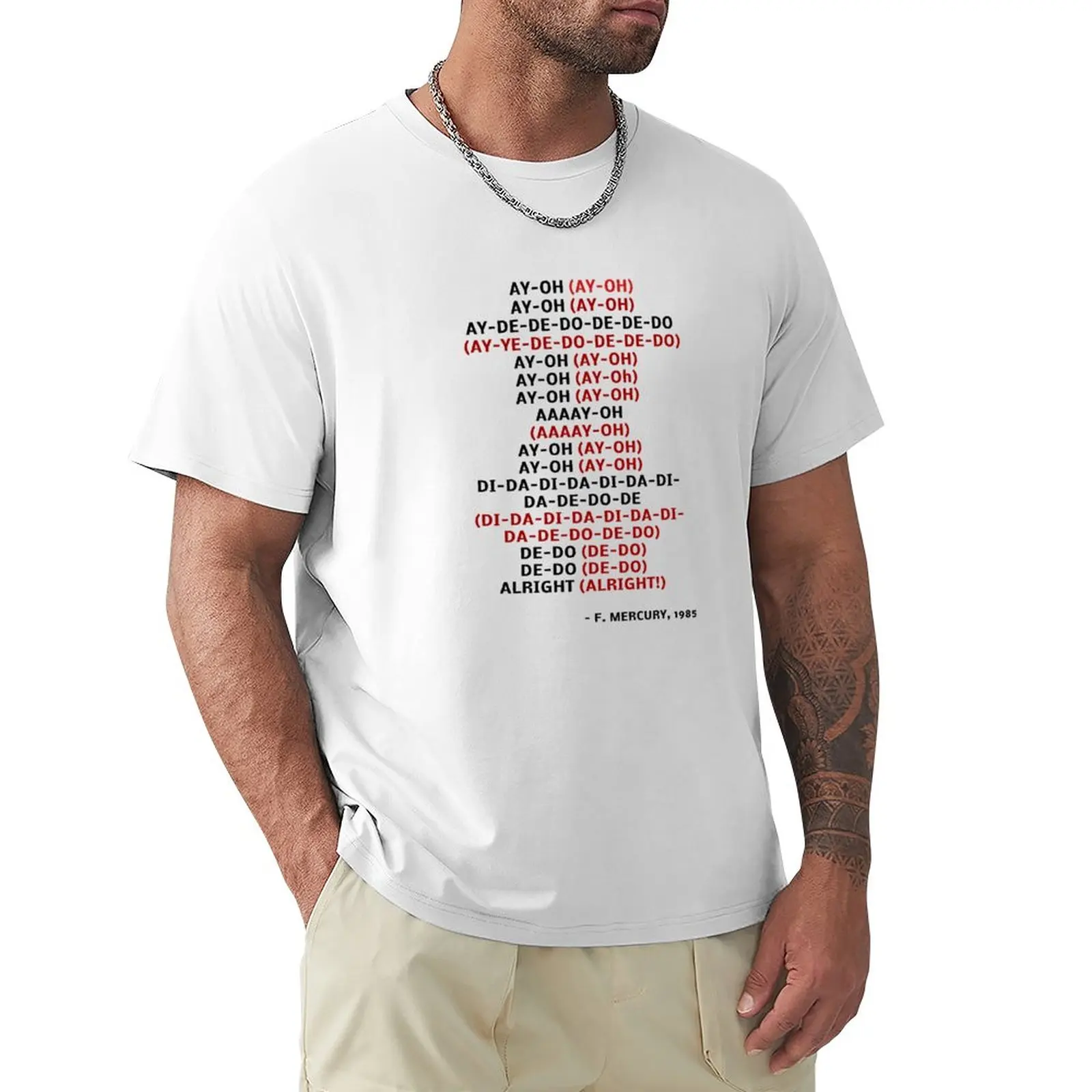 Freddy Mercury Ay-Oh Live Aid T-Shirt Cat Shirts Summer Clothes T Shirt Uomo Magliette Divertenti Per Uomo