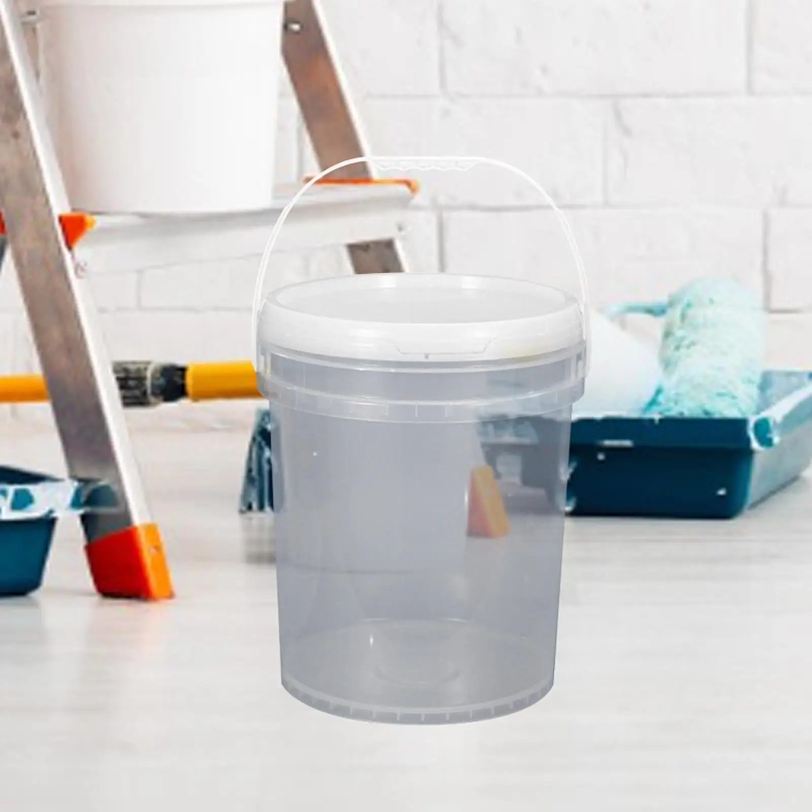 25L Food Storage Bucket Container with Handle and Lid All Purpose Pail Transparent Oil Tub Container