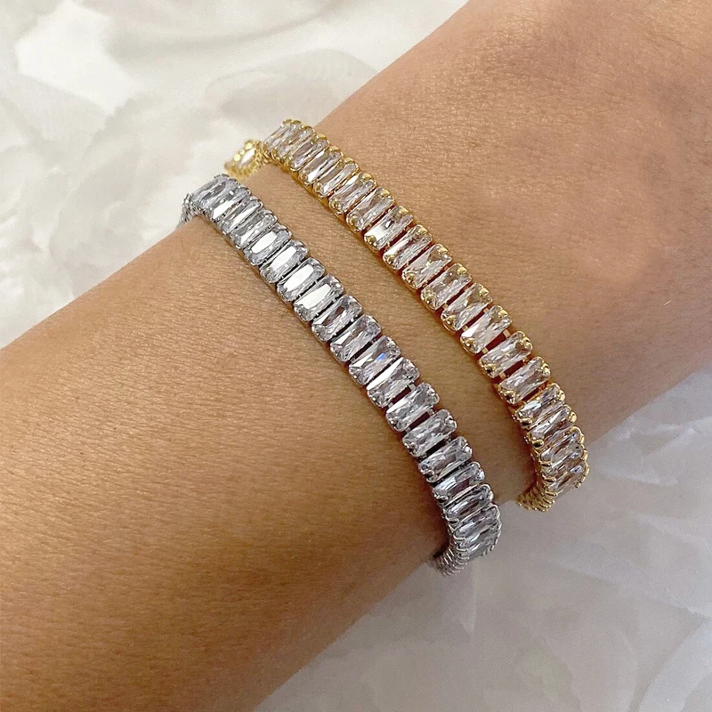 Doppel Fair Verschiedene Größe Tennis Armband Für Frauen Klar Zirkon Einstellbare Hochzeit Weihnachten Schmuck Großhandel Schmuck DZH007 – Detail 1
