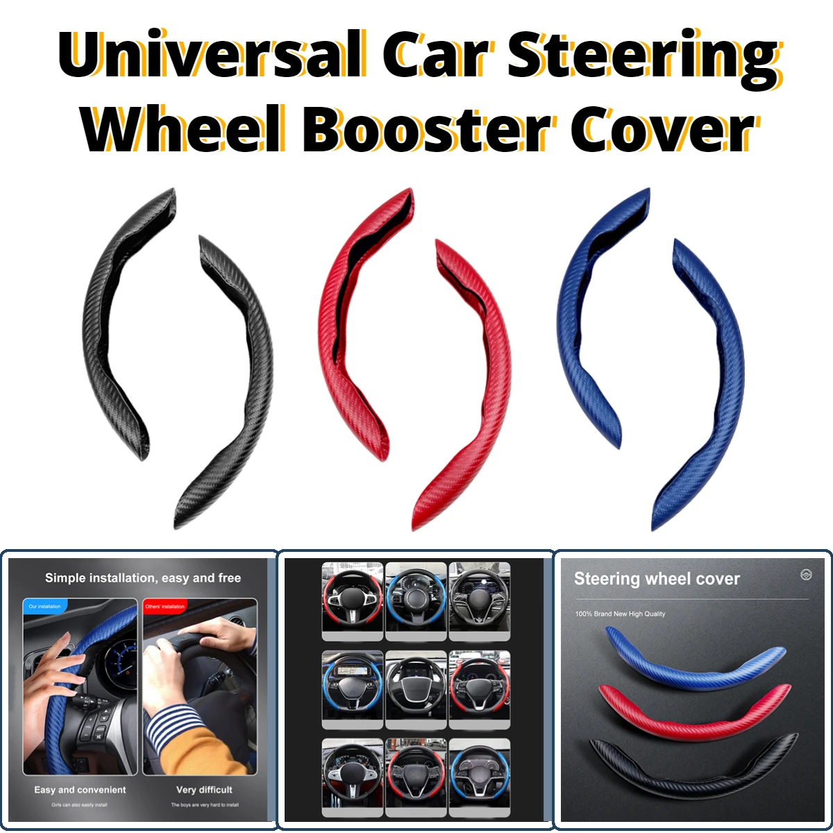 1 Pair Car Steering Wheel Booster Cover Universal Car Steering Wheel