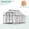 Aluminum Walk-in Greenhouse with 2 Sliding Doors, 2 Vent Windows, and Rain Gutter for Winter Backyard Use, Greenhouses 5
