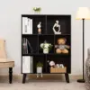 Black Bookshelf,3 Tier Modern Bookcase with Legs,Bookshelves Wood Storage Shelf, Open Book Shelves Cube Organizer 5