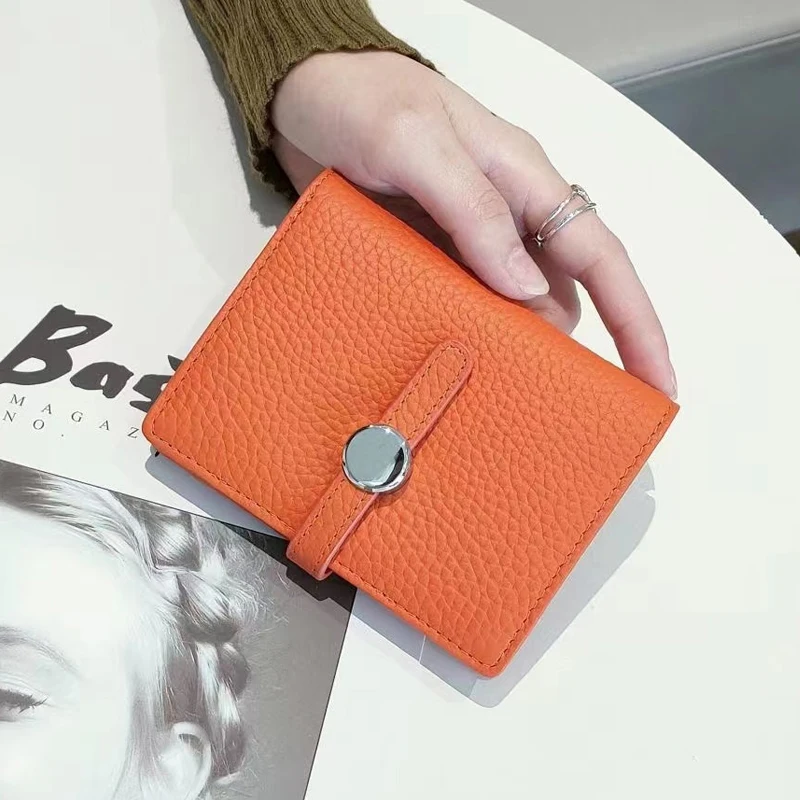 

Small Genuine Leather Wallet Women Luxury Brand Famous Mini Women Wallets and Purses Hasp Short Coin Purse Leather Card Holrder