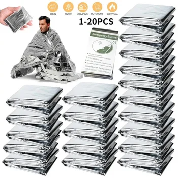 1-20PCS Emergency Blanket Outdoor Survival First Aid Kit Windproof Insulation Lifesaving PET Keep Foil Thermal Rescue Blanket 1